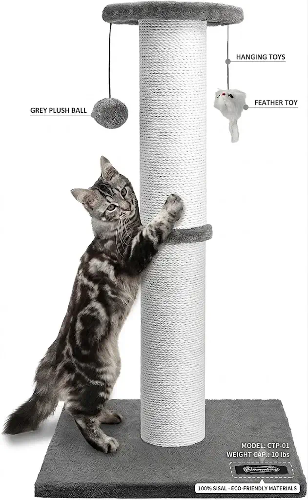 Ahomdoo 34-Inch Tall Cat Scratching Post — Best Entry-Level Slim Post