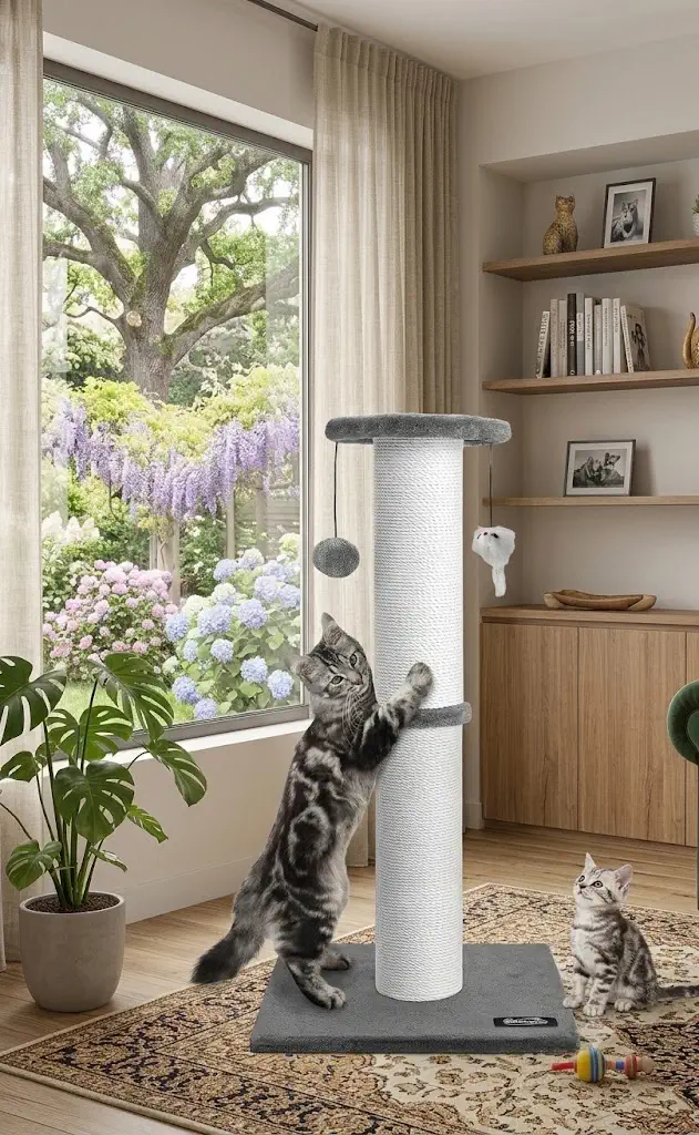 Ahomdoo 34-Inch Tall Cat Scratching Post for Large Cats (Gray)