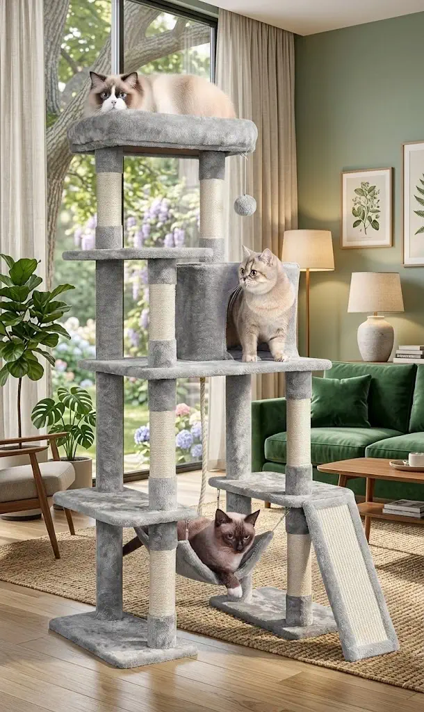 Yaheetech 63in Sturdy Large Cat Tree for Indoor Heavy Cats
