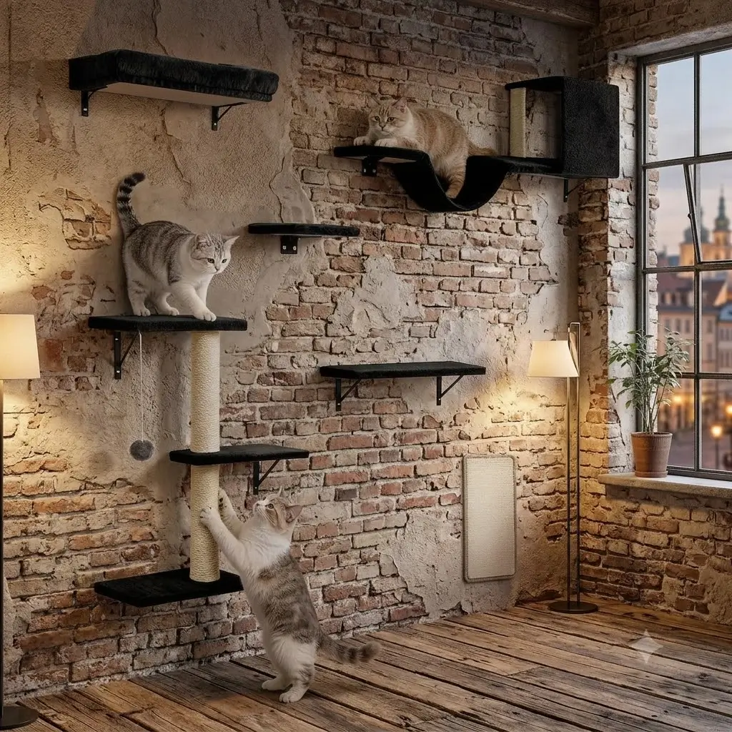 Fopetfy Cat Wall Shelves 6 in 1 Set