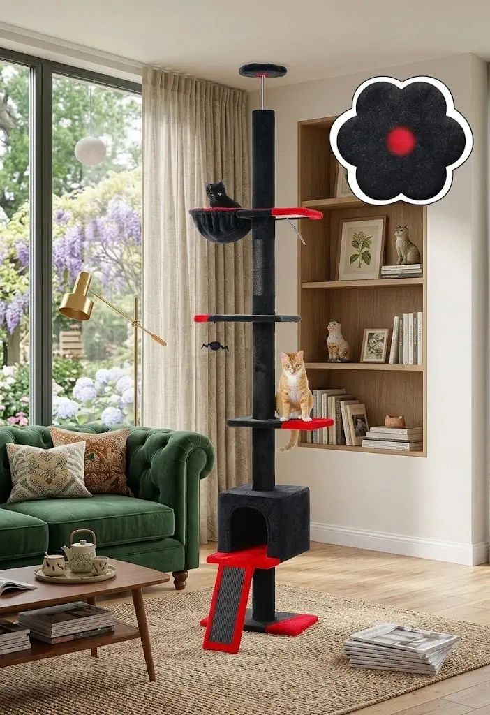 PEQULTI 5-Tier Tall Floor to Ceiling Cat Tree Tower