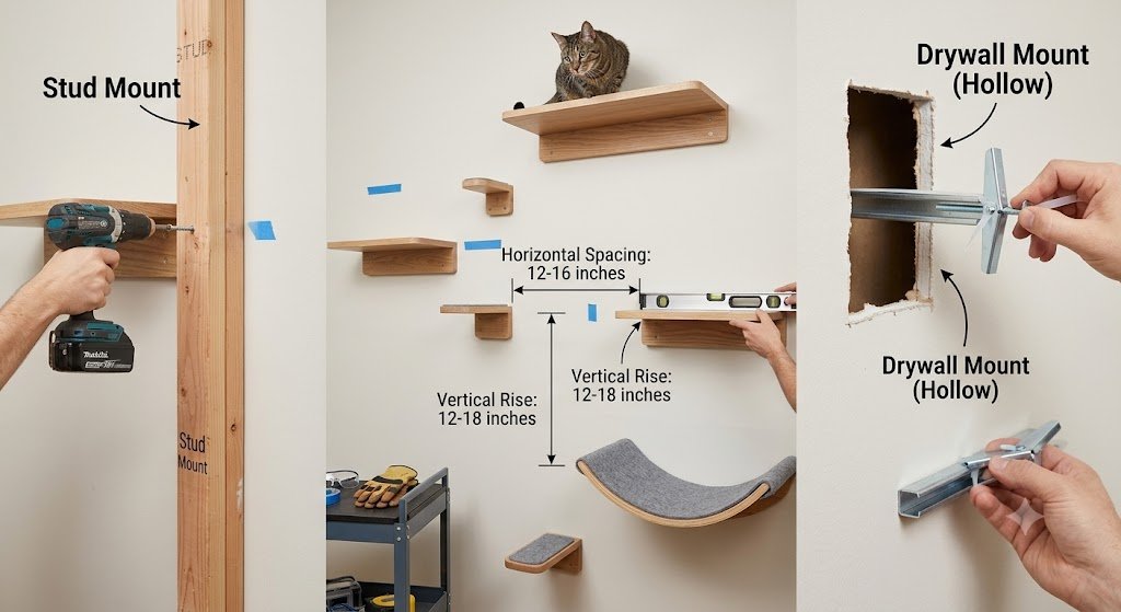 How to install cat wall shelves step by step drywall and studs