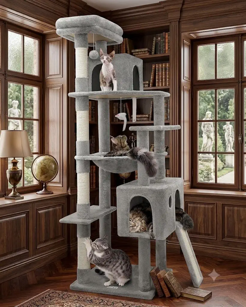 Globlazer F70 Pro Heavy Duty Cat Tree Tower (70in Light Grey)