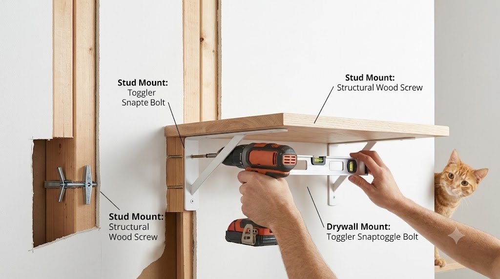 How to Install Cat Wall Shelves into Drywall and Studs (2026)