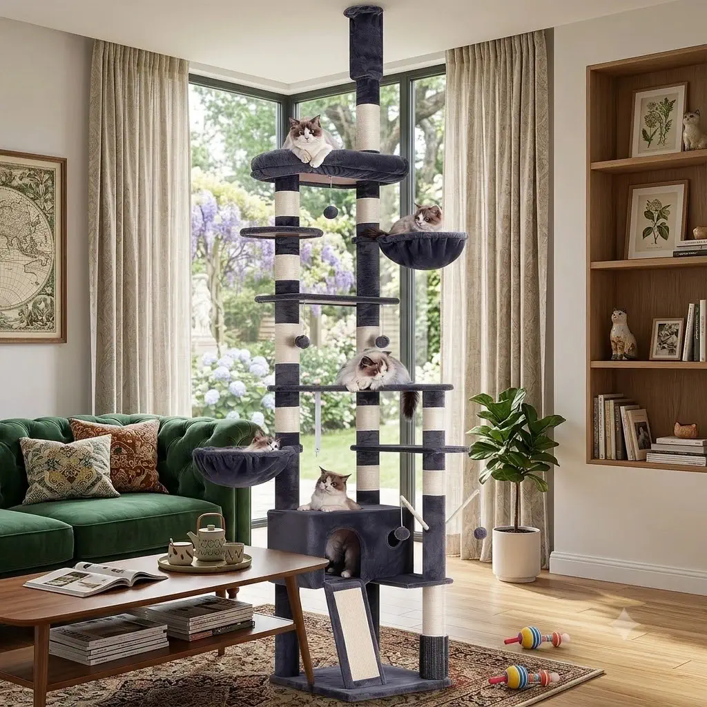 Hey-brother Floor-to-Ceiling Extra-Tall Cat Tree Tower