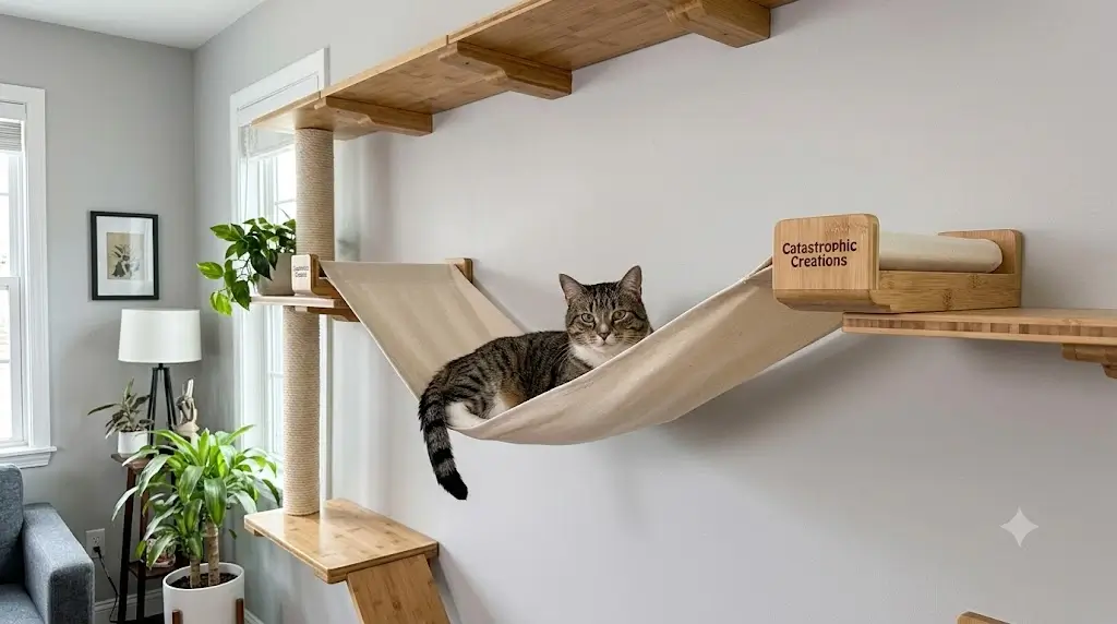 Farmhouse Arch Cat Wall Shelves layout