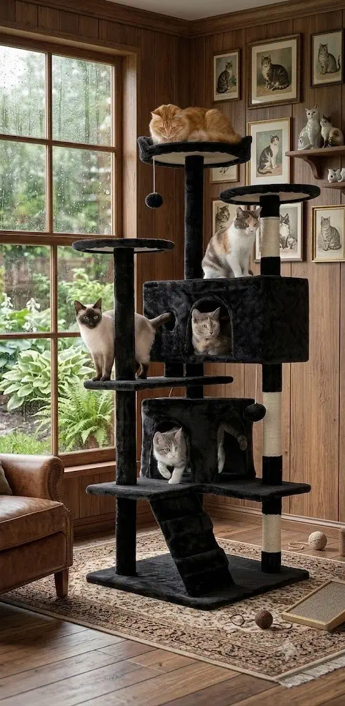 FDW 54" Multi-Level Cat Tree Tower (Dark Gray)