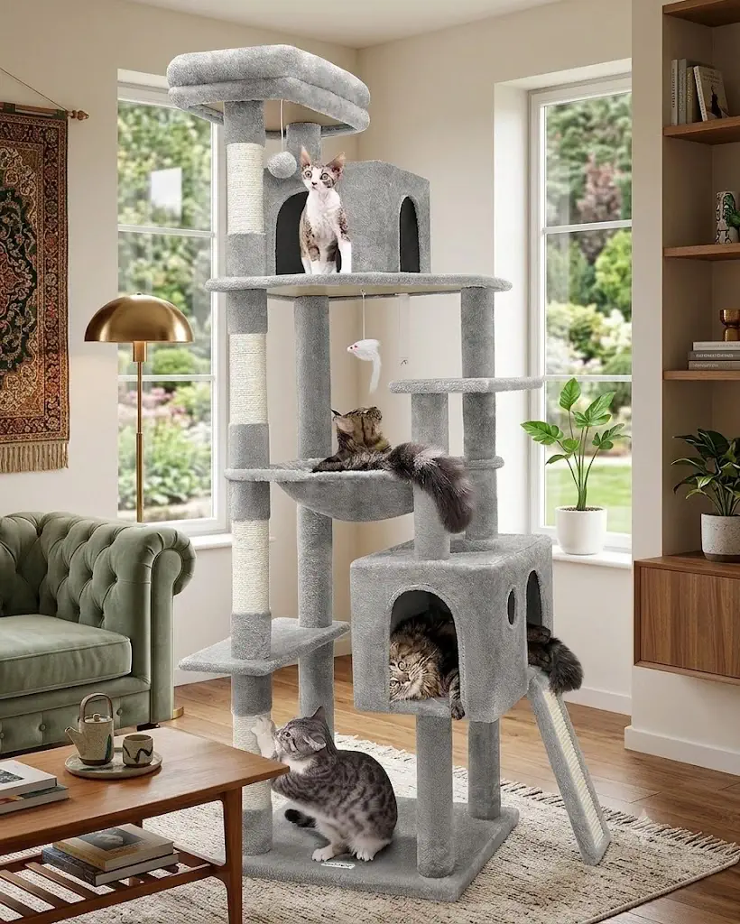 Globlazer F70 Pro Heavy Duty Cat Tree Tower (70in Light Grey)