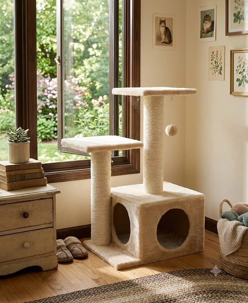 TRIXIE Valencia Scratching Post with Condo & Two Platforms
