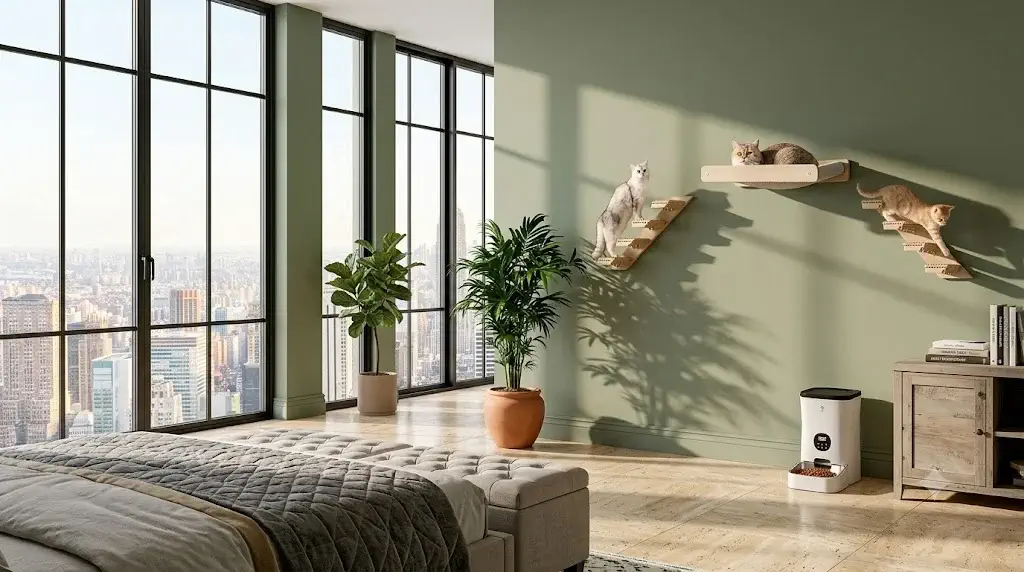 HOOBRO 2 Pack Cat Wall Shelves with Four Jute Scratching Steps