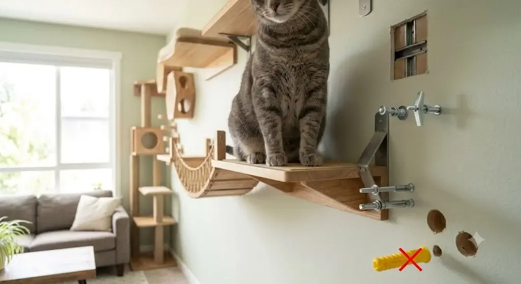Cat Wall Shelves Without Studs: Hollow Drywall Anchor Guide
